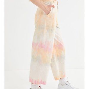 UO BDG Jane Pants Tie Dye High Waist Cropped White Pink Raw Hem Women's Size 25